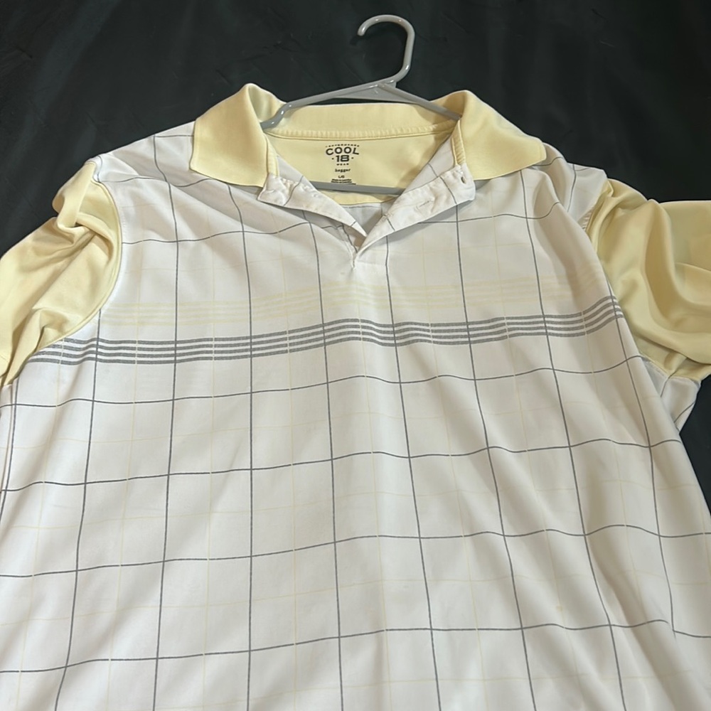 Haggar Yellow and White Plaid Polo Shirt